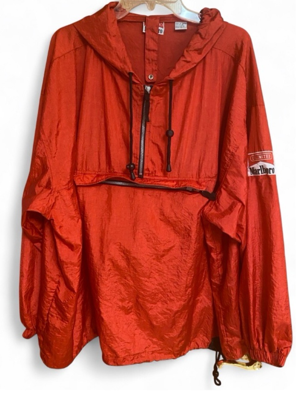 Vintage Men’s XL Marlboro Unlimited Red Packable Anorak Windbreaker & Belt Bag